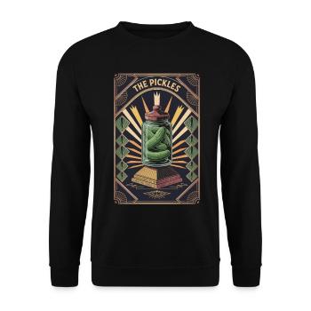 Gewürzgurken T-Shirt - Taro Card The Pickles - Unisex Sweatshirt - black - Front - Alina (178cm) & Michal (187cm)