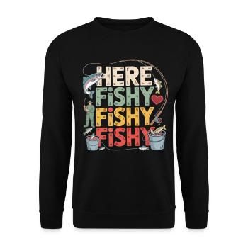 Voilà Chemise Poisson Poisson - Cadeau pour les pêcheurs - Sweat-shirt Unisexe - noir - Devant - Alina (178cm) & Michal (187cm)