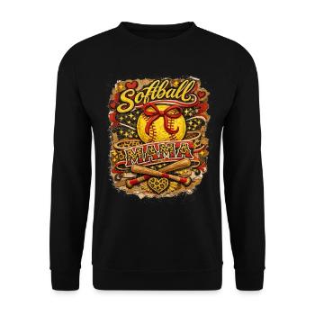 Softball Mama Schleife Leopard Sport Design - Unisex Pullover - Schwarz - Vorne - Alina (178cm) & Michal (187cm)
