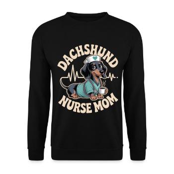 Dachshund Nurse Mom - Unisex Sweatshirt - black - Front - Alina (178cm) & Michal (187cm)