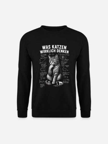 Katze Was Katzen Denken Shirt - Unisex Pullover - Schwarz