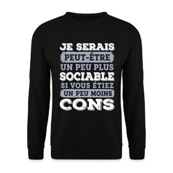 SOCIABLE Cadeau humour personnalisé - Sweat-shirt Unisexe - noir - Devant - Alina (178cm) & Michal (187cm)