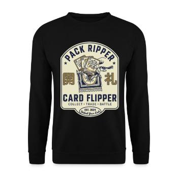 Pack Ripper Card Flipper Collect Trade Battle Crew - Unisex Sweatshirt - black - Front - Alina (178cm) & Michal (187cm)