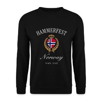 Hammerfest Norwegen Wappen Krone – Reise Souvenir - Unisex Pullover - Schwarz - Vorne - Alina (178cm) & Michal (187cm)