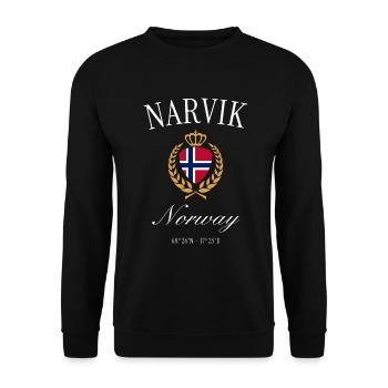 Narvik Norwegen Wappen Krone – Reise Souvenir - Unisex Pullover - Schwarz - Vorne - Alina (178cm) & Michal (187cm)