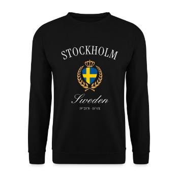Couronne des armoiries de Stockholm Suède – Design de voyage - Sweat-shirt Unisexe - noir - Devant - Alina (178cm) & Michal (187cm)
