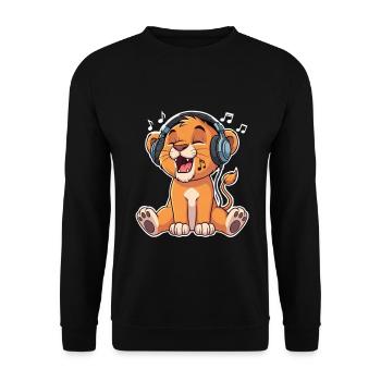 Lion Music Singing - Unisex Sweatshirt - black - Front - Alina (178cm) & Michal (187cm)