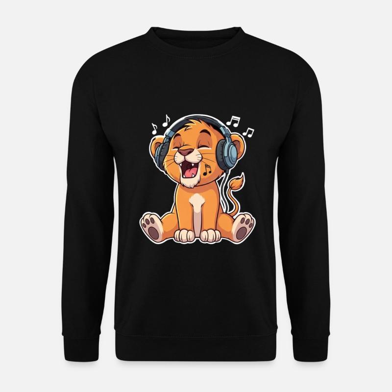 Löwe Musik Singen - Unisex Pullover - Schwarz