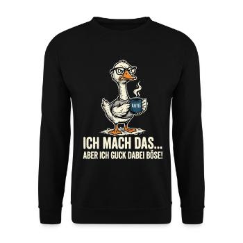 Gans Kaffeeliebhaber - Unisex Pullover - Schwarz - Vorne - Alina (178cm) & Michal (187cm)