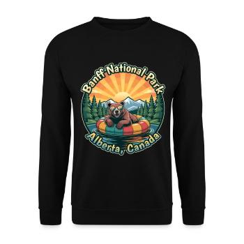 Parc national de Banff : l’ours du Canada avec des lunettes de soleil - Sweat-shirt Unisexe - noir - Devant - Alina (178cm) & Michal (187cm)