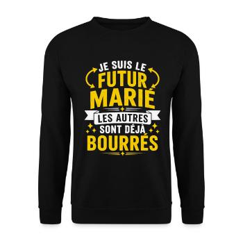 Futur Marié Cadeau humour EVG personnalisé - Sweat-shirt Unisexe - noir - Devant - Alina (178cm) & Michal (187cm)