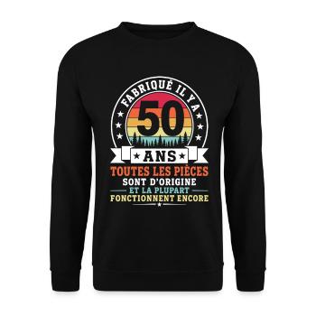 50 Ans Cadeau Anniversaire personnalisé - Sweat-shirt Unisexe - noir - Devant - Alina (178cm) & Michal (187cm)
