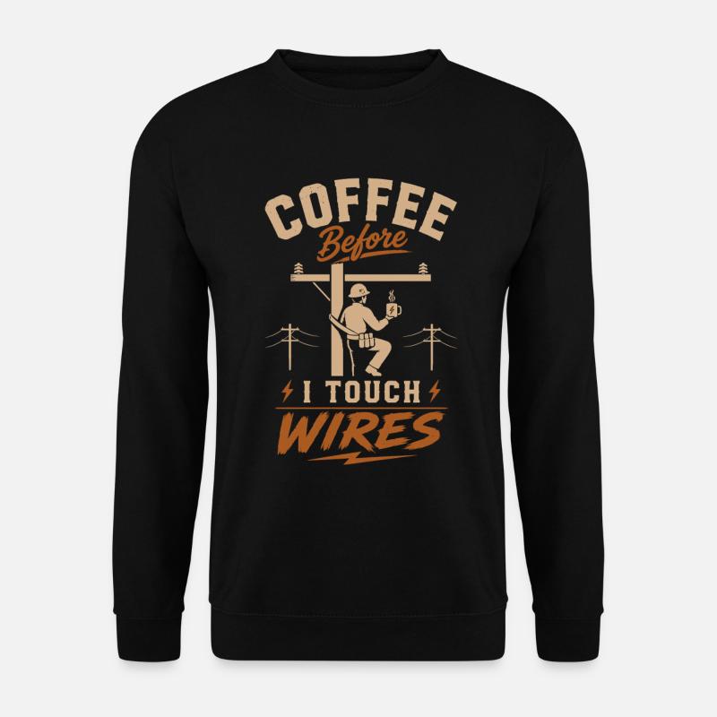 Coffee Before I Touch Cables - Unisex Sweatshirt - black