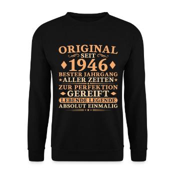 Bester Jahrgang 1946 – 80. Geburtstag Geschenk - Unisex Pullover - Schwarz - Vorne - Alina (178cm) & Michal (187cm)