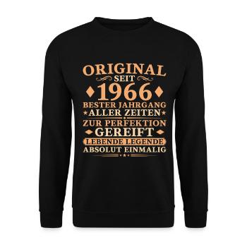 Bester Jahrgang 1966 – 60. Geburtstag Geschenk - Unisex Pullover - Schwarz - Vorne - Alina (178cm) & Michal (187cm)