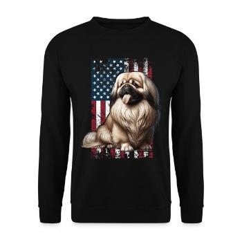 Pekingese US Pekinese - Unisex Pullover - Schwarz - Vorne - Alina (178cm) & Michal (187cm)
