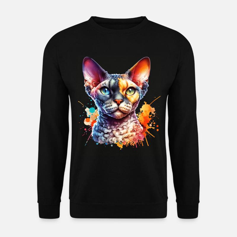 Devon Rex Motiv - Unisex Pullover - Schwarz