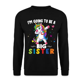 Je vais être grande sœur en appuliant un cadeau de licorne - Sweat-shirt Unisexe - noir - Devant - Alina (178cm) & Michal (187cm)