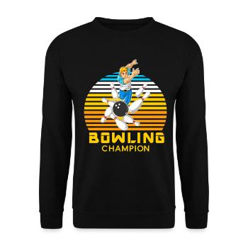 Bowling Champion Man Retro Vintage-Sportgeschenk - Unisex Pullover - Schwarz - Vorne - Alina (178cm) & Michal (187cm)