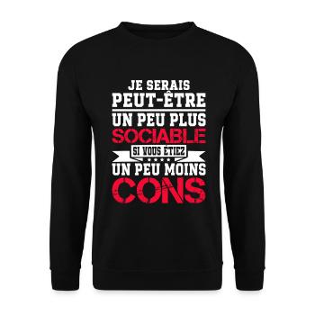 SOCIABLE Cadeau humour personnalisé - Sweat-shirt Unisexe - noir - Devant - Alina (178cm) & Michal (187cm)