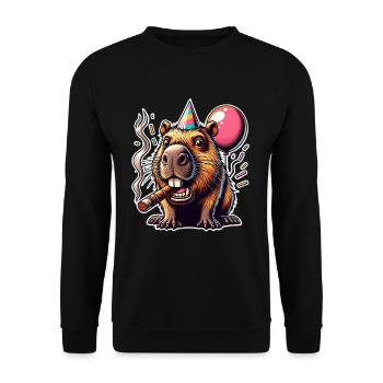 Fête de Capybara - Sweat-shirt Unisexe - noir - Devant - Alina (178cm) & Michal (187cm)