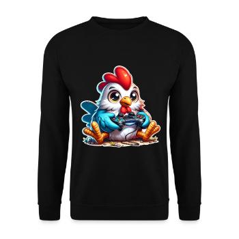 Chicken Gaming Gamer - Unisex Pullover - Schwarz - Vorne - Alina (178cm) & Michal (187cm)