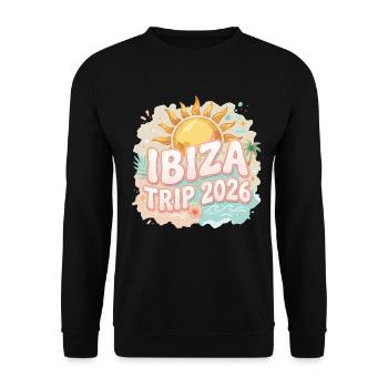 Ibiza Trip 2026 Sommer Urlaub - Unisex Pullover - Schwarz - Vorne - Alina (178cm) & Michal (187cm)