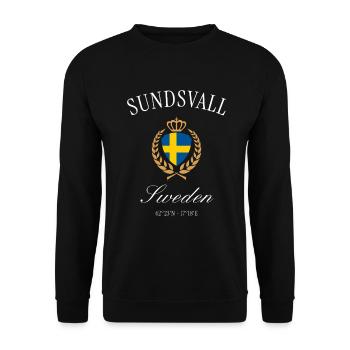 Sundsvall Schweden Wappen Krone – Reise Souvenir - Unisex Pullover - Schwarz - Vorne - Alina (178cm) & Michal (187cm)