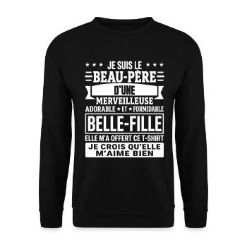 Beau père Cadeau humour personnalisé - Sweat-shirt Unisexe - noir - Devant - Alina (178cm) & Michal (187cm)