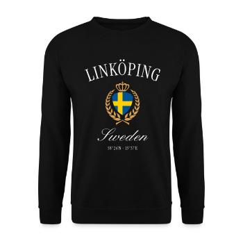 Linköping Schweden Wappen Krone – Reise Souvenir - Unisex Pullover - Schwarz - Vorne - Alina (178cm) & Michal (187cm)