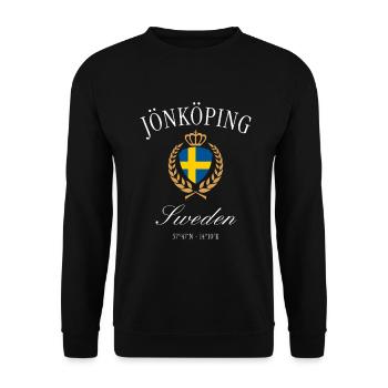 Jönköping Schweden Wappen Krone – Reise Souvenir - Unisex Pullover - Schwarz - Vorne - Alina (178cm) & Michal (187cm)