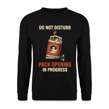 Do Not Disturb Pack Opening In Progress Trading - Unisex Sweatshirt - black - Front - Alina (178cm) & Michal (187cm)
