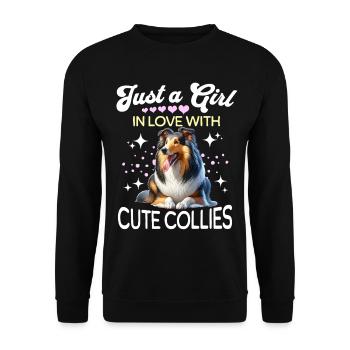 Langhaar Collie Mädchen - Unisex Pullover - Schwarz - Vorne - Alina (178cm) & Michal (187cm)