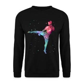 Muay Thai Kickboxer Kampfsport Weltraum Kickboxen - Unisex Pullover - Schwarz - Vorne - Alina (178cm) & Michal (187cm)