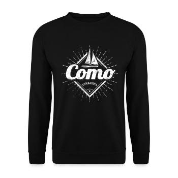 Como in Lombardei Italien Retro Segelschiff Design - Unisex Pullover - Schwarz - Vorne - Alina (178cm) & Michal (187cm)