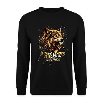 Wolf Head Wolf Alpha Leader Motivational Saying - Unisex Sweatshirt - black - Front - Alina (178cm) & Michal (187cm)