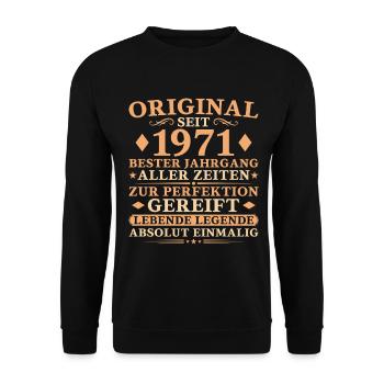 Bester Jahrgang 1971 – 55. Geburtstag Geschenk - Unisex Pullover - Schwarz - Vorne - Alina (178cm) & Michal (187cm)