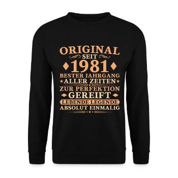 Bester Jahrgang 1981 – 45. Geburtstag Geschenk - Unisex Pullover - Schwarz - Vorne - Alina (178cm) & Michal (187cm)