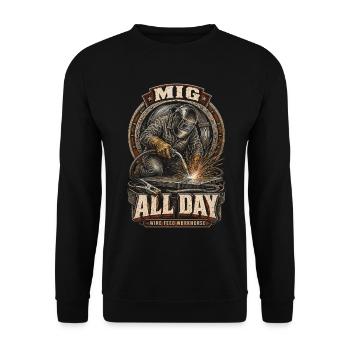 Schweißer Schweißfachmann MIG All Day - Unisex Pullover - Schwarz - Vorne - Alina (178cm) & Michal (187cm)