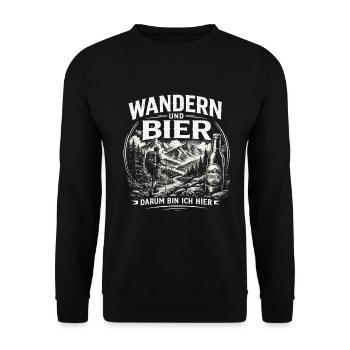 Wandern und Bier Berg Abenteuer - Unisex Pullover - Schwarz - Vorne - Alina (178cm) & Michal (187cm)