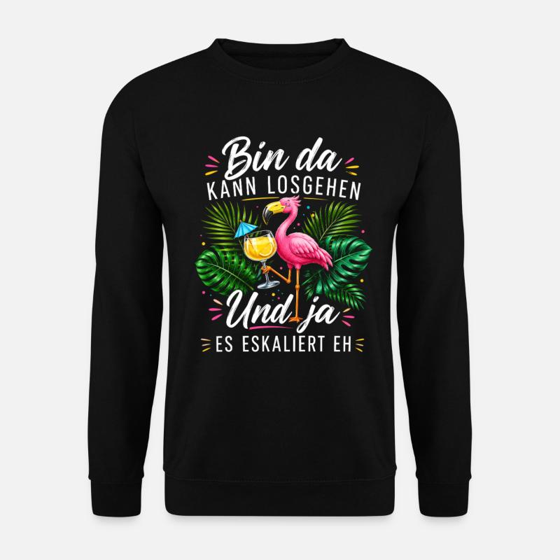 Bin da Eskaliert Flamingo Sommer - Unisex Pullover - Schwarz