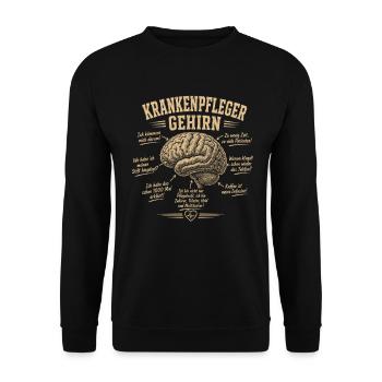 Krankenpfleger Gehirn Humor Shirt - Unisex Pullover - Schwarz - Vorne - Alina (178cm) & Michal (187cm)