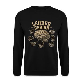 Lehrer Gehirn Humor Shirt - Unisex Pullover - Schwarz - Vorne - Alina (178cm) & Michal (187cm)