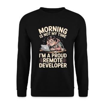Remote Developer Morning Is Not My Web Developer - Unisex Pullover - Schwarz - Vorne - Alina (178cm) & Michal (187cm)