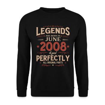 18th Birthday Gift Legend June Vintage 2008 - Unisex Sweatshirt - black - Front - Alina (178cm) & Michal (187cm)