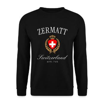 Zermatt Schweiz Wappen Krone – Reise Souvenir - Unisex Pullover - Schwarz - Vorne - Alina (178cm) & Michal (187cm)