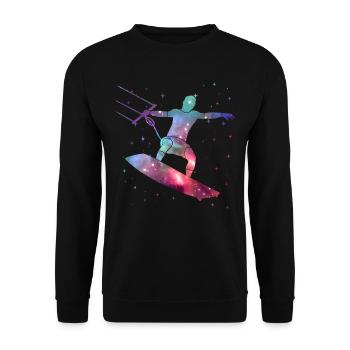 Kite Surfing Kitesurf Weltraum Kinder Kitesurfen - Unisex Pullover - Schwarz - Vorne - Alina (178cm) & Michal (187cm)