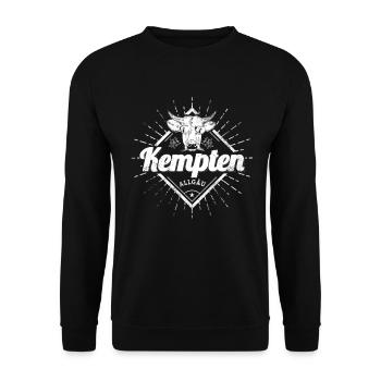 Kempten in Bayern Deutschland mit Kuh Souvenir - Unisex Pullover - Schwarz - Vorne - Alina (178cm) & Michal (187cm)