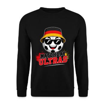 Matchday Ultras Fußball Fan Deutschland - Unisex Pullover - Schwarz - Vorne - Alina (178cm) & Michal (187cm)