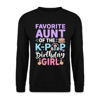 Favorite Aunt of The K-Pop Birthday Girl - Unisex Pullover - Schwarz - Vorne - Alina (178cm) & Michal (187cm)